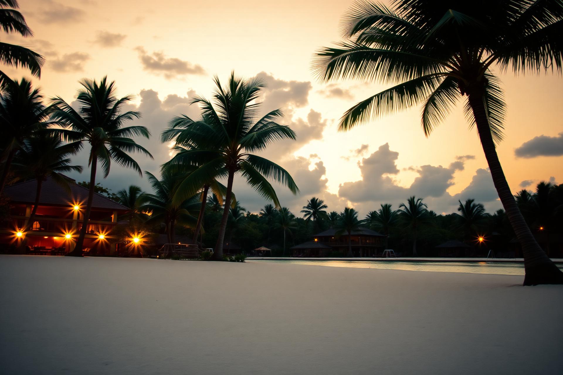 Resort tropical em Punta Cana ao entardecer